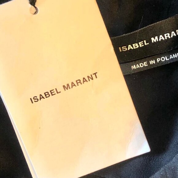 NWT Designer ISABEL MARANT Wilem Haut Ruffle Pleat Blouse Black M MSRP $1375 - Picture 7 of 10